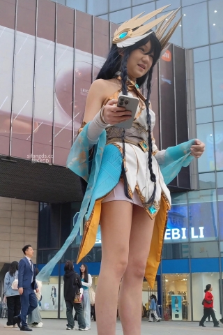 【KXCD】393cosplay原神旅行者荧骚货小姐姐，白色性感窄内