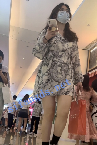 【XPCD】055☆☆☆极品白灰色连衣短裙美女抄底可爱图案白... 